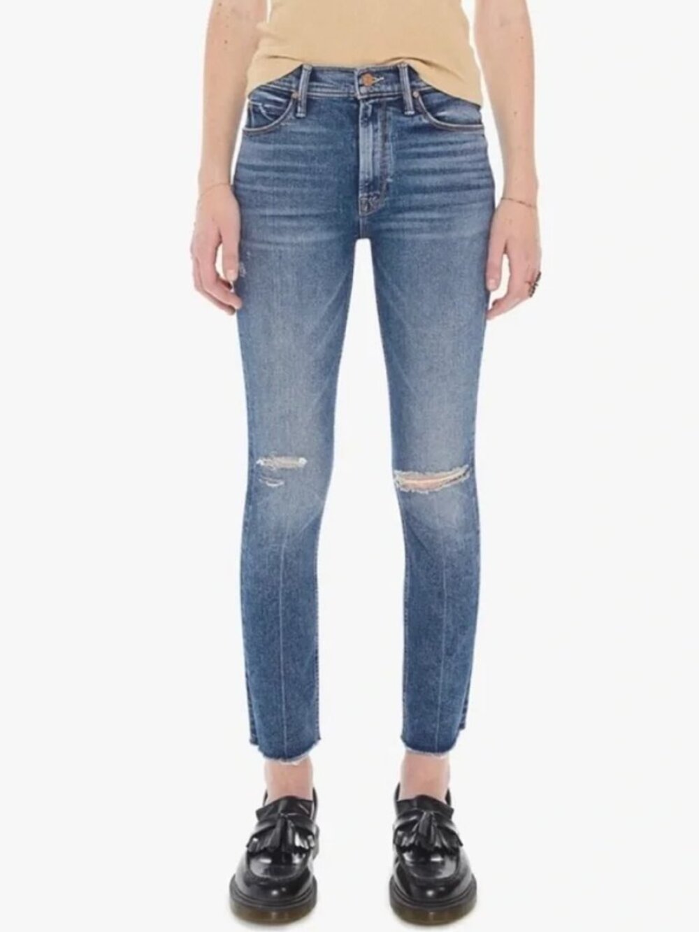 MOTHER DENIM MID RISE DAZZLER ANKLE FRAY JEANS GOING IN CIRCLES STRETCH sz 26